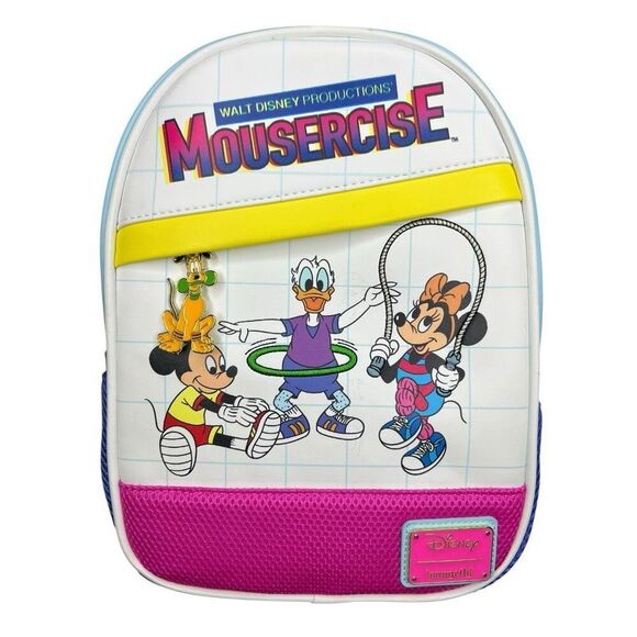NEW Loungefly Disney Mickey & Friends Mousercise Mini Backpack - Picture 1 of 16